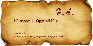 Hlavaty Agenór névjegykártya